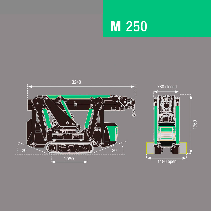 Massskizze M250Li-Ion Minikran